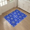 thumbnail image 3 of ODIKA 3'x5' Washable Throw Rug Stain Resistant, Low Profile, Non-Slip Toile Porcelain Interlocking Lattice Field Chinoiserie Botanical Refined for Entryway, Kitchen, Mudroom, 3 of 7