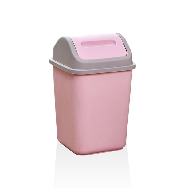 Cubo de basura clasificado Bewildely con tapa abatible de plástico para hogar y oficina contenedor de basura papelera con tapa Rosa HA084012-03