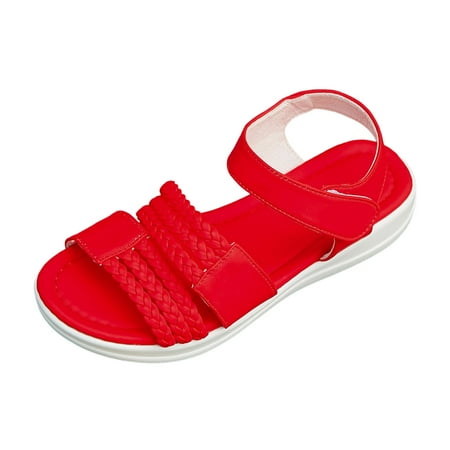 

PEASKJP Sandals for Women Dressy Topic Open Toe Buckle Ankle Strap Espadrilles Flatform Wedge Casual Sandal (Red 8.5)