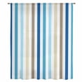 thumbnail image 2 of Blue Brown Stripe Sheer Curtains 45 Inches Long, Ombre Geometric Vertical Striped Light Filering Curtains, Breathable Simi Curtain Privacy Drapes for Kitchen Bathroom Small Window Treatment, 2 of 9
