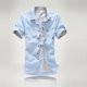 thumbnail image 1 of ICHUANYI Clearance Mens Casual Short Sleeve Solid Cardigan Stand Collar T-Shirt Blouse Tops(Blue, XXL) Ichuanyi Ichuanyi, 1 of 4