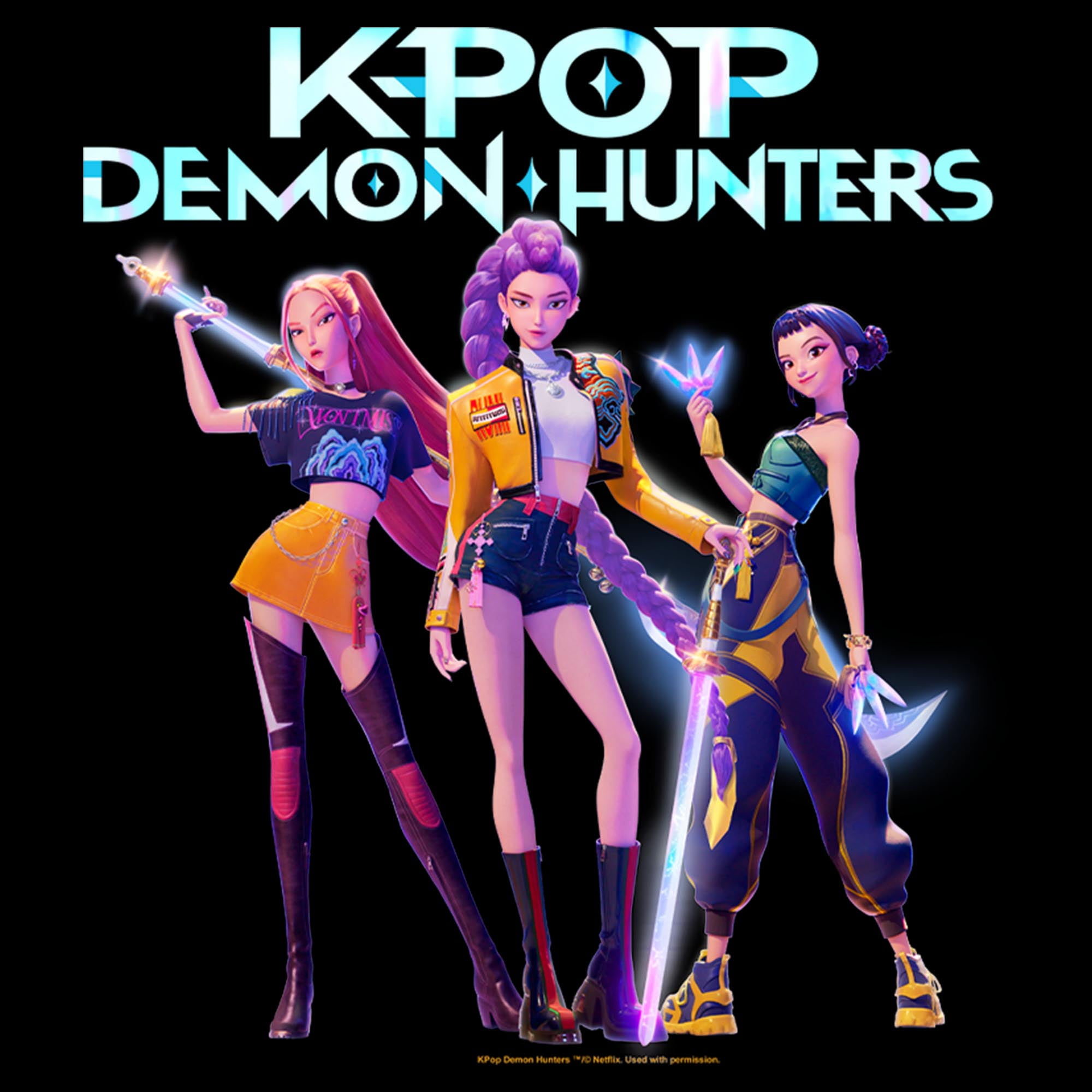 Juniors KPop Demon Hunters Girls Group Shot Sweatshirt
