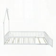 thumbnail image 2 of Wood Full Size House Platform Bed with Guardrail in White - Sturdy Pine Wood & MDF, 2 of 18