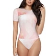 thumbnail image 2 of Picia Pink Marble Womens One Piece Swimsuits Modest Tummy Control Bathing Suits Lace Up Slimming Swim Suit-Medium, 2 of 9