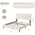 thumbnail image 2 of Queen Size Bed Frame with Adjustable Headboard, Platform Bed Frame with Linen Upholstered, Wooden Slats Support, Noise Free, No Box Spring Needed, Easy Assembly, Beige, 2 of 7
