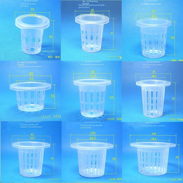Cesta de plantación de plástico, cesta de plantación de vegetales hidropónicos, cultivo sin suelo, taza azul, dispositivo de fijación de raíces