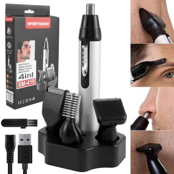 Afeitadora De Vello Facial Para Hombre, Recortadora De Barba 4 En 1 Con 4 Cuchillas Reemplazables, Juego De Aseo Portátil Usb Para Uso Doméstico Y De Viaje Muyoka Hogar