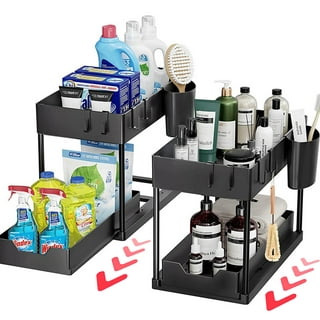 Under Sink Organizers And Storage For Kitchen And Bathroom 2-tier Under Sink  Shelf With Sliding Drawer And 3-tier Height-adjustable Pot Rack Metal Bla