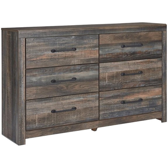 Ashley Furniture Drystan 6 Drawer Dresser in Burnt Orange and Teal