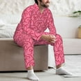 thumbnail image 7 of Picia red bows Pattern Men’s Long-Sleeve Sleepwear Set - Soft 2-Piece Loungewear with Pockets, Comfy PJs for Relaxing Nights-Large, 7 of 7