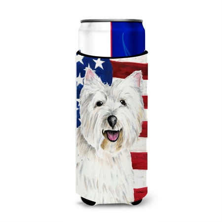 

USA American Flag with Westie Ultra Beverage Insulators for slim cans SC9008MUK