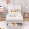 thumbnail image 4 of VECELO Upholstered Platform Bed Frame with Storage Drawers, Twin Size Bed Frame with Adjustable Headboard, No Box Spring Needed, White, 4 of 7