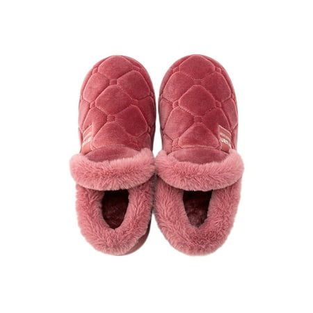 

Eloshman Unisex Plush Slipper Lined House Shoes Diamond Winter Slippers Daily Lightweight Slip On Comfort Bootie Breathable Moccasins Dark Pink 5.5-6