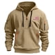thumbnail image 5 of Sudadera con capucha para hombre, con estampado de bolsillo, media cremallera, cordón ajustable, informal, deportiva, de manga larga, blusa de poliéster, 5 of 5