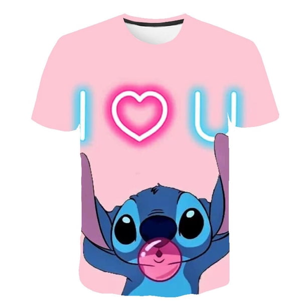 Boys Disney Stitch T Shirt Girls Kids Children Tops Tshirt Short Sleeves Summer Stitch Clothes Print Cartoon Tee Child Clothing10T Gao Jinjia LED