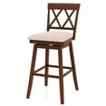 thumbnail image 1 of Costway 29" Bar Stool Wooden Chair with Contoured Backrest Swivel Padded Seat for Kitchen Oak, 1 of 9