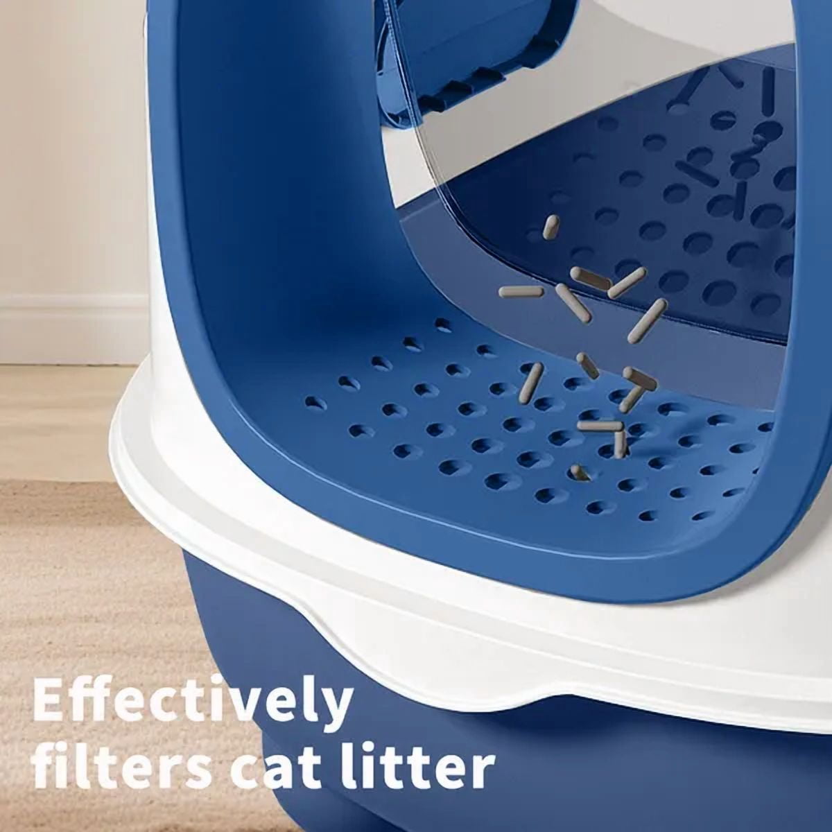 Blue Upgraded E‑Style Cat Litter Box with Drawer Design, Easy Clean Enclosed Odor‑Control Pet Litter Box
