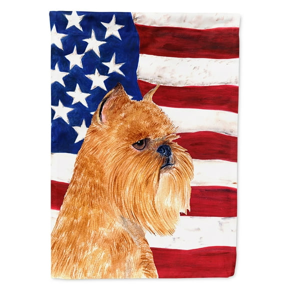 Carolines Treasures SS4020CHF USA American Flag with Brussels Griffon Flag Canvas, Large, Multicolor