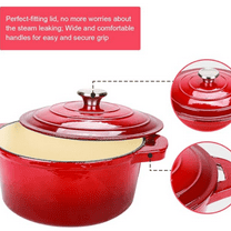 5.5 Quart Enameled Cast Iron Dutch Oven with Lid, 5.5 QT Deep Round Dutch Oven Pot with Dual Handles -Red