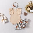 thumbnail image 2 of TOWED22 Newborn Baby Girl Outfits Print Romper Bodysuit Jumpsuit Shorts Set Clothing Beige,3-6 M, 2 of 9