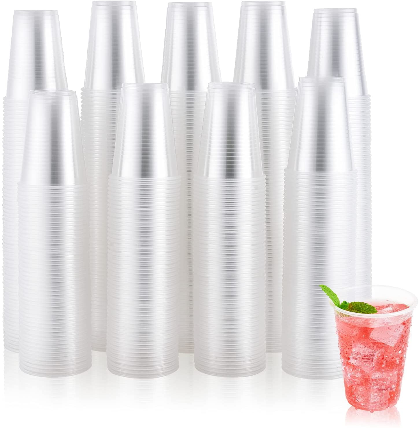 JOLLY CHEF Disposable Plastic Cups, Clear,9 oz, 600 Pack