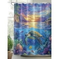thumbnail image 2 of Underwater World Shower Curtain, Sea Turtle Coral Tropical Fish Waterproof Shower Curtain Set with 12 Hooks Lightweight Washable Fabric Shower Curtains for Bathroom 72x78 Inches, 2 of 6