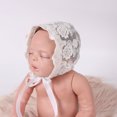 thumbnail image 2 of ITFABS Babies Prop Bonnets, Floral Lace Ruffle Edge Bottom Straps Tie Photography Cap, 2 of 4