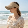 thumbnail image 5 of Ponytail Visor Hat for Women | Wide Brim Sun Protection Cap | Breathable Open Top, Quick Drying Fabric, Sweat Absorbent Band, Adjustable Fit, Summer Beach Activewear, 5 of 7