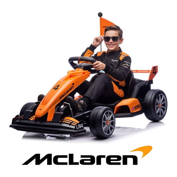 McLaren 24V Ride On Go Kart for Kids, Drifting Ride On Car with LED Lights, 3 Levels Foldable Design, Battery Powered Ride On Toy w/ Rear Wheels for Age 6 Kids