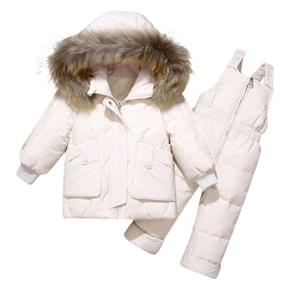 GigrtiJin Children's Winter Snow Hooded Jacket and Jumpsuit Boys and Girls down Coat Warm Casual 2-Piece Sets