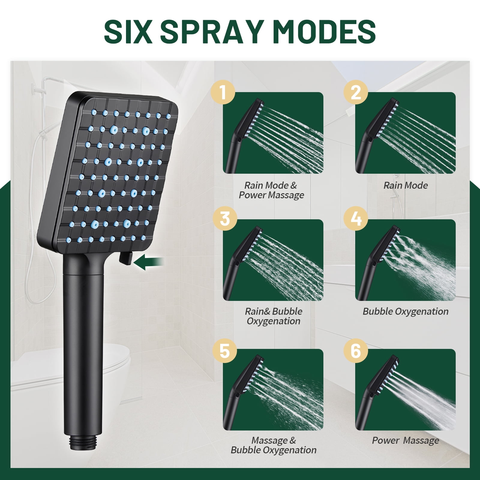 Cobbe 12 Inch Rain Shower Head Combo, High Pressure Handheld Shower Head with Filter, Arm Height Adjustable, 9 Spray Filtered Shower Head, Matte Black