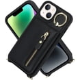 thumbnail image 3 of iPhone 14 Case with Card Holder for Women, iPhone 14 Phone Case Wallet with Strap Credit Card Slots Crossbody with Kickstand Zipper Shockproof Case for iPhone14 - Black, 3 of 18