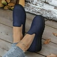 thumbnail image 5 of Dark Blue Women'S One-Foot Loafers With Round Toe And Flat Thick Sole Casual Winter All-Match Design, 5 of 9