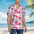 thumbnail image 3 of Sikiie Flamingo Print Men's Hawaiian Shirt, Summer Beach Button Pocket Short Sleeve T-Shirt,3X-Large, 3 of 7