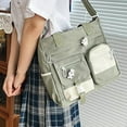 thumbnail image 2 of Faraee Cute Messenger Bag Womens Canvas Shoulder Crossbody Purse Multi Pockets Top Handle Satchel Casual College School Handbag Green, 2 of 7