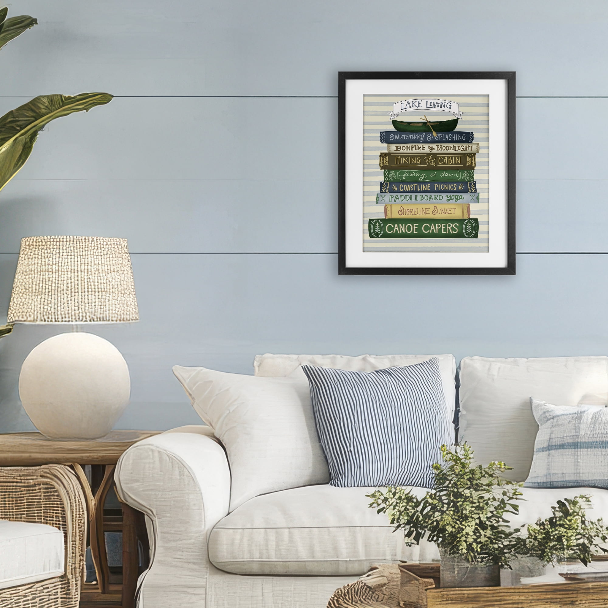 Stupell Industries Lake Living Books Black Framed Print Under Glass, design by Giao Williams