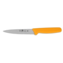 ICEL Cutlery 5 1/2-inch Stiff Boning Knife, Extra Wide Serrated Blade, Yellow Handle - Great for Holiday and Party Preparations -