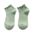 thumbnail image 2 of SOFTCCLO Womens Socks Ruffle Edge Spring Summer Thin Solid Cotton Short Socks Soft Lightweight Ankle Socks for Women Green One Size, 2 of 4