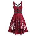 thumbnail image 3 of Huowey Vampire Gothic Dresses Womens Halloween High-Low Fancy Cosplay Party Gown Spaghetti Strap Scoop Neck Eye-Catching Halloween Dress,Red,XXL, 3 of 5