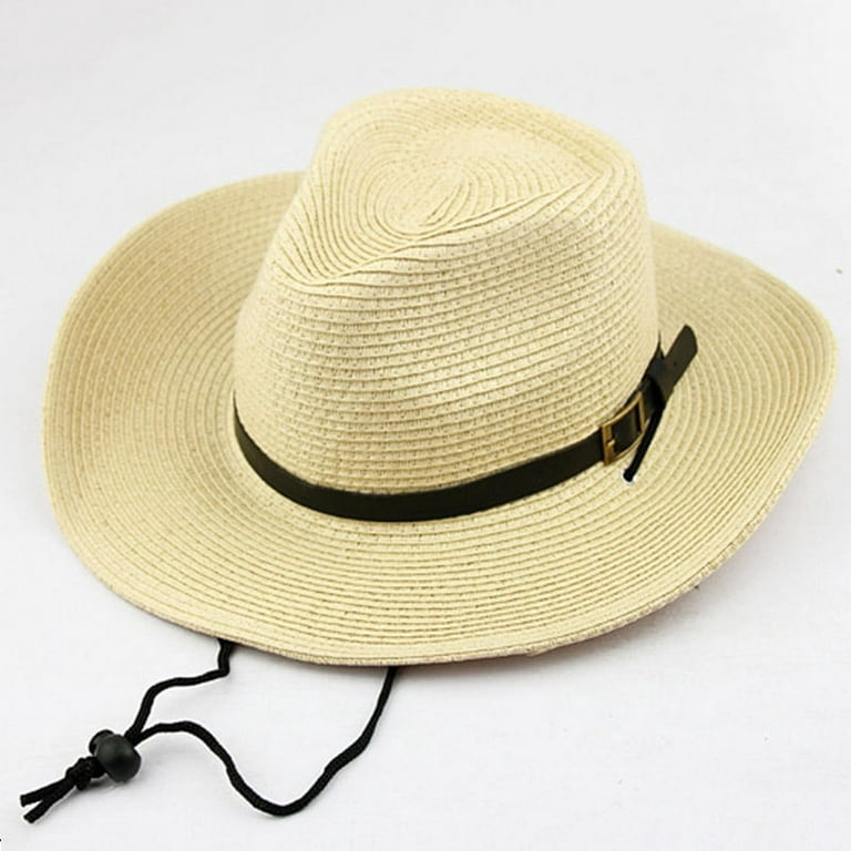 Trayknick Cowboy Hat Classic Vintage Hollow Out Unisex Curled Edge Wide  Brim Men Sun Hat Fishing Hat 