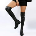 thumbnail image 4 of Mepaouo Women's Over The Knee Boots Low Block Heel Stretch Winter Thigh High Long Boots(Black,6.5), 4 of 8