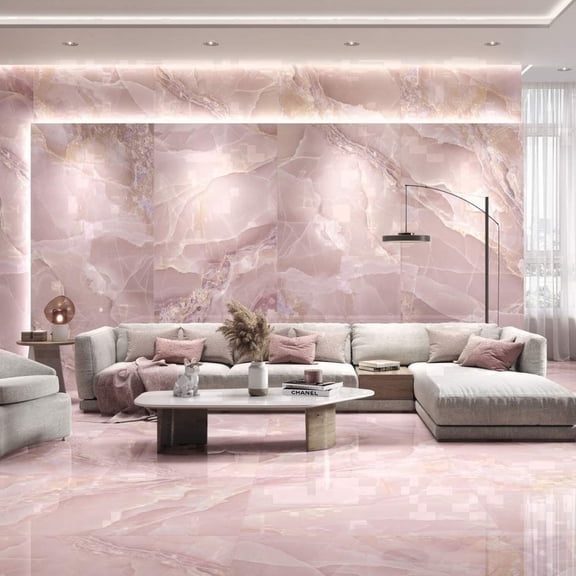 The Tile Life Riptide 4" x 4" Onyx Look Rose Polished Porcelain Tile Sample 1 Piece