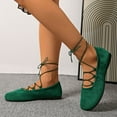thumbnail image 6 of Xfvqtps Womens Ankle Tie Flats Suede Like Material Round Toe Comfortable Slip on Low Heel Casual Shoes Multiple Colors Green, 6 of 9