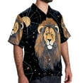 thumbnail image 2 of Leo Constellation Men's Poplin Shirt, Casual Short Sleeve Printed Button Down Summer Beach Unisex Shirts, 2 of 6