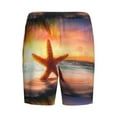 thumbnail image 4 of Rocae Starfish Sunset Sea Beach for Men's Soft Sleep Pajama Shorts, Waistband and Pockets, 4 of 9