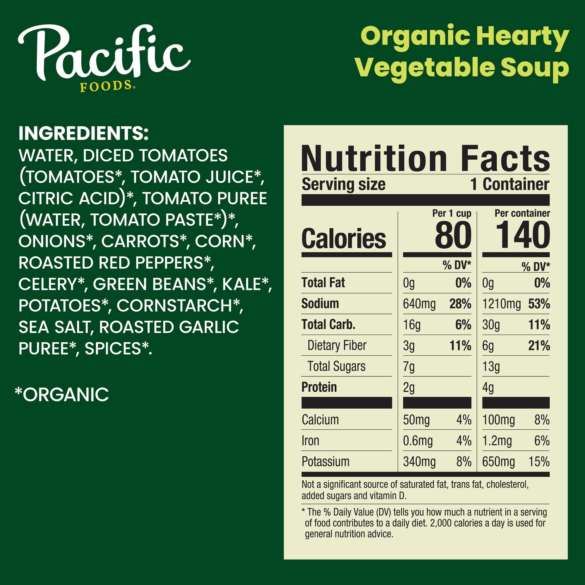 (3 pack) Pacific Foods Organic Hearty Vegetable Soup, Plant Based, 16.3 oz Can