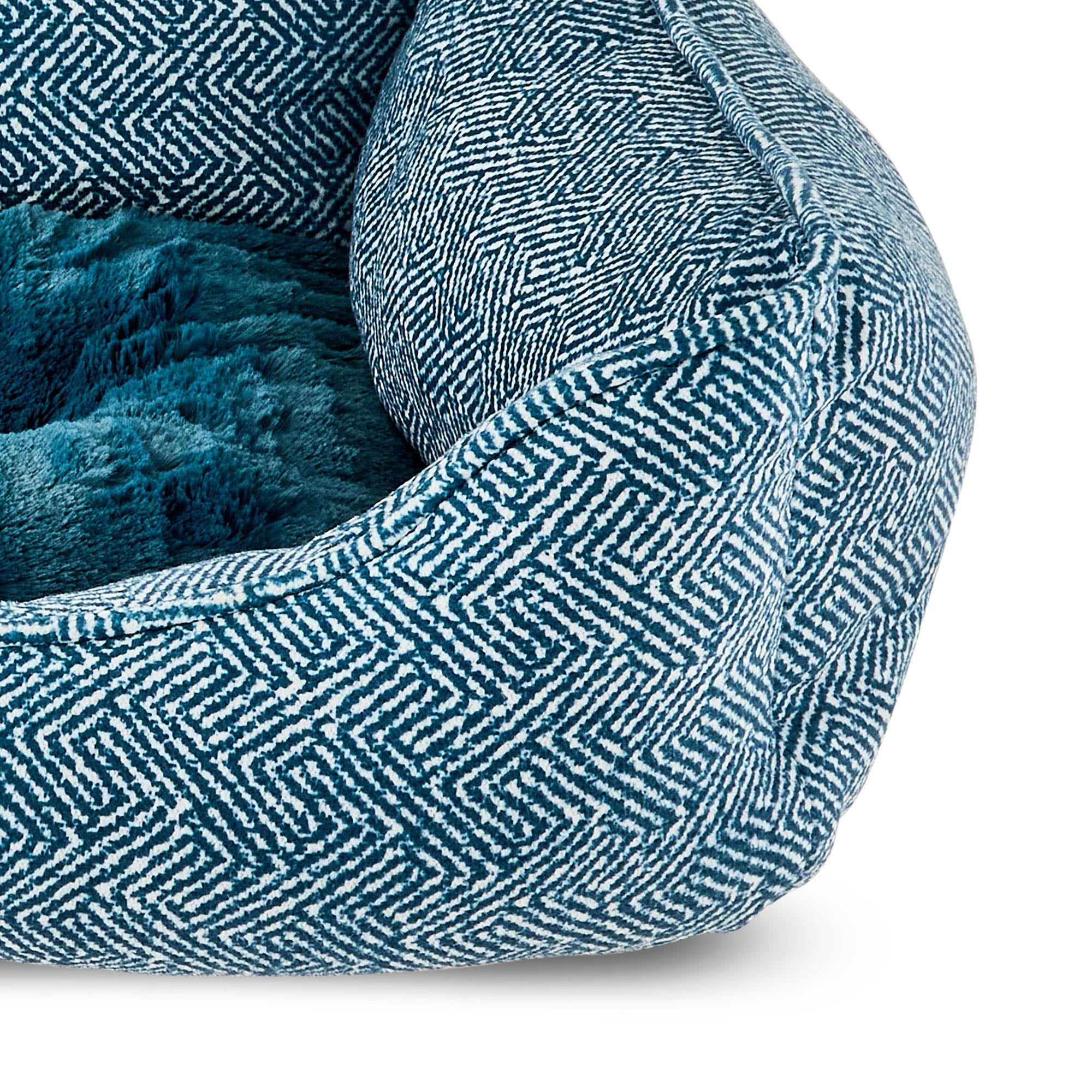 Vibrant Life Medium Bolster Cat or Dog Bed, Blue, 21" x 25"