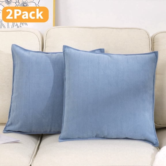 Throw Pillows for Couch Set of 2, Yamaziot 18" x 18" Decorative Pillow Accent Cushion for Sofa Bed Living Room, Solid Gray Blue Chenille
