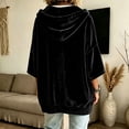 thumbnail image 4 of Textilo Womens Velvet Hoodies 3/4 Batwing Sleeve Drawstring Hoodies Hooded Solid Color Pullover Tops Loose Fit Y2k Lightweight 2026 Fall Winter Clothing,Black M, 4 of 6