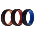 thumbnail image 1 of Juego de anillos de boda de silicona de 2 capas de línea media - Negro por ROQ para hombres - Anillo de 3 x 13 mm, 1 of 1